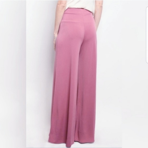 $4 SALE  Wide Leg Stretch Pants front slits Pink S - Picture 4 of 4